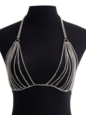 1pc Funky Rhinestone Decor Body Chain For Women For Daily Decoration - Negative Apparel