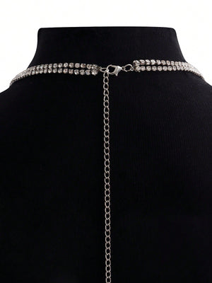 1pc Funky Rhinestone Decor Body Chain For Women For Daily Decoration - Negative Apparel
