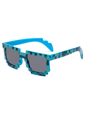 1pc Mosaic Pattern Sunglasses, Creative Geometric Frame Shaped Glasses For Party - Negative Apparel