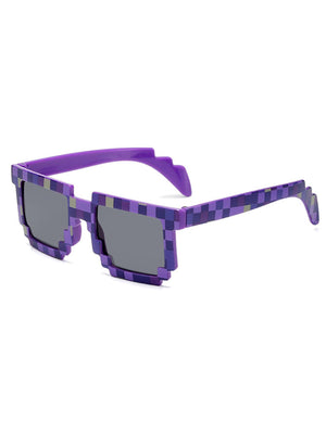 1pc Mosaic Pattern Sunglasses, Creative Geometric Frame Shaped Glasses For Party - Negative Apparel