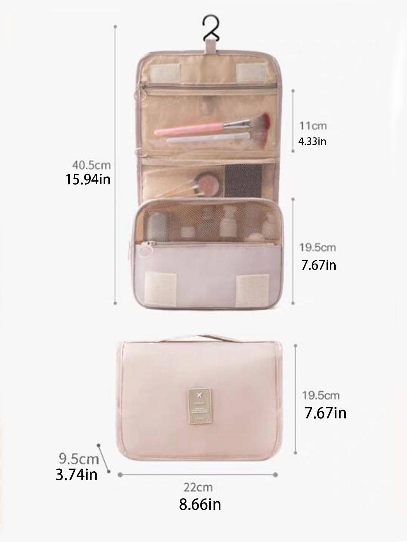 1pc Polyester Makeup Storage Bag, Minimalist Multi-layer Toiletry Storage Bag - Negative Apparel
