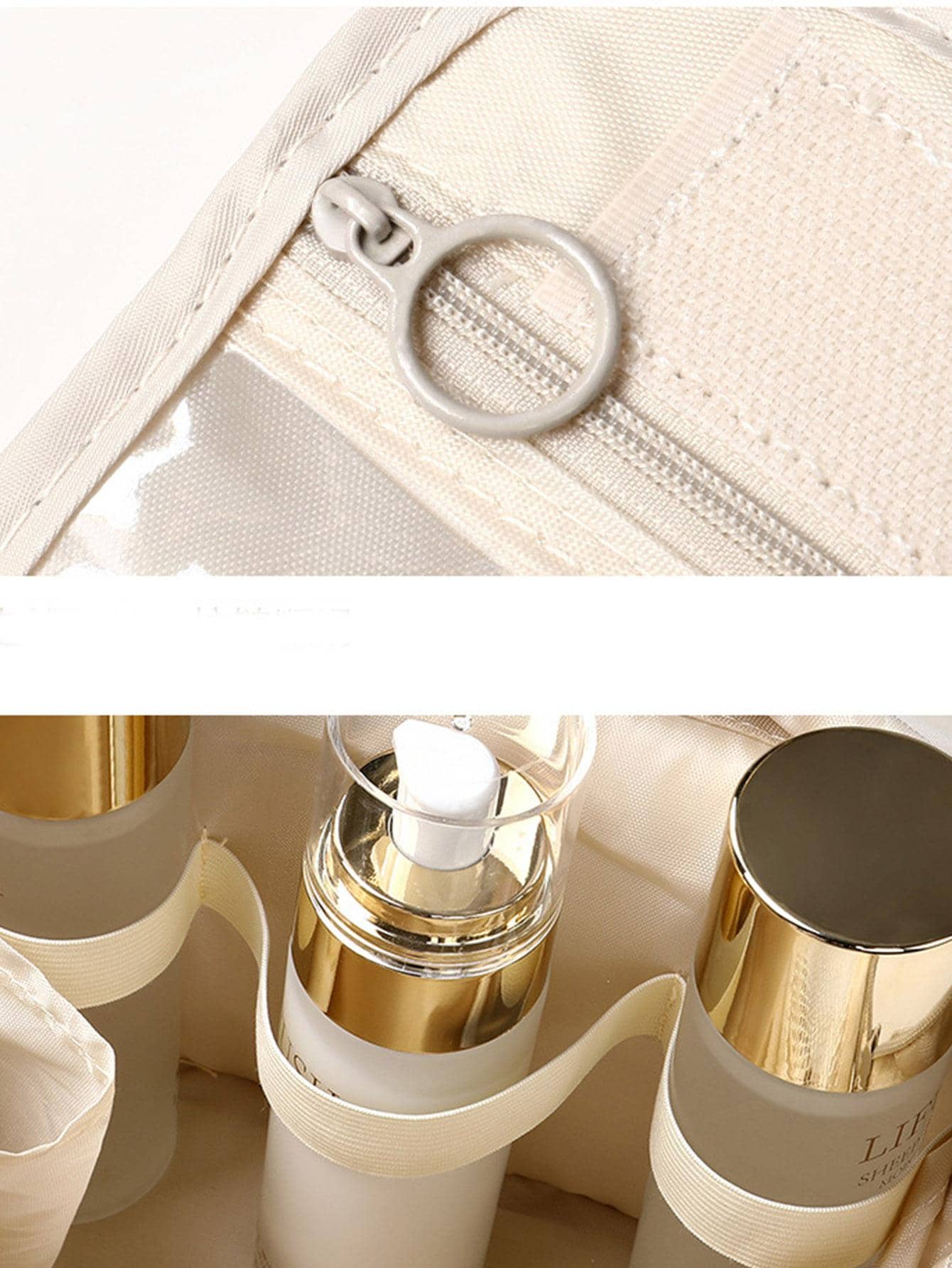1pc Polyester Makeup Storage Bag, Minimalist Multi-layer Toiletry Storage Bag - Negative Apparel