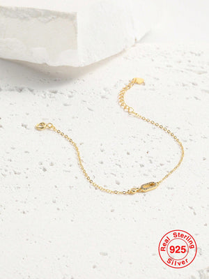 1pc Pure Silver (s925) Gold Plated Geometric Design Decorated Women's Bracelet - Fashionable, Simple & Versatile Ladies' Jewelry Gift - Negative Apparel