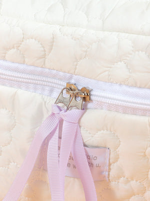 1pc Quilting Soft White Large Capacity Portable Travel Storage Makeup Bag - Negative Apparel