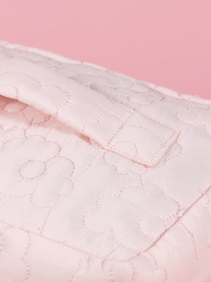 1pc Quilting Soft White Large Capacity Portable Travel Storage Makeup Bag - Negative Apparel