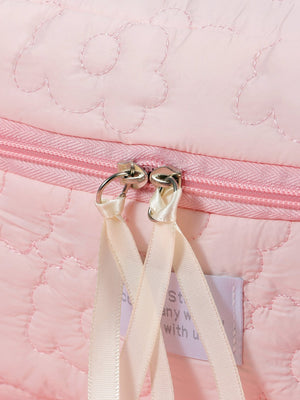 1pc Quilting Soft White Large Capacity Portable Travel Storage Makeup Bag - Negative Apparel