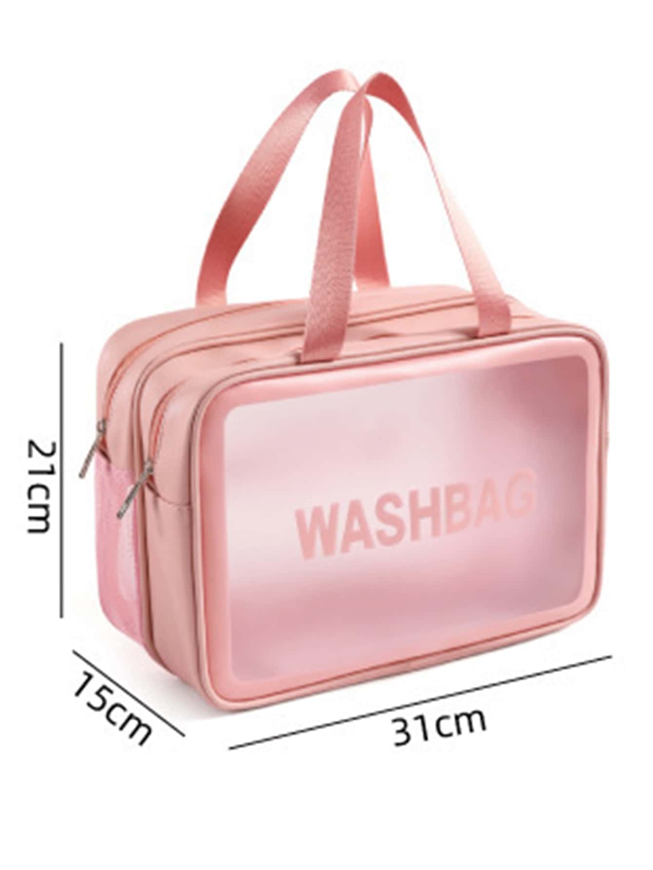 1pc Transparent Double-Layer Dry And Wet Separation Large Capacity Portable Makeup Bag For Women - Negative Apparel