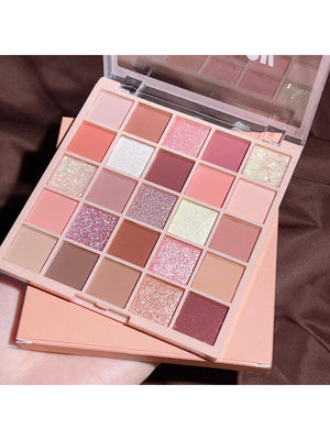 25-color Eyeshadow Palette, Including Matte, Shimmer & Glitter, With High Color Payoff, Waterproof, Sweatproof And Suitable For Daily Makeup. It's A Versatile Earth Tone Palette. - Negative Apparel
