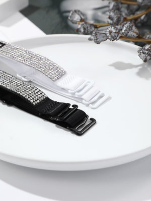 2pairs Rhinestone Letter Bra Strap - Negative Apparel