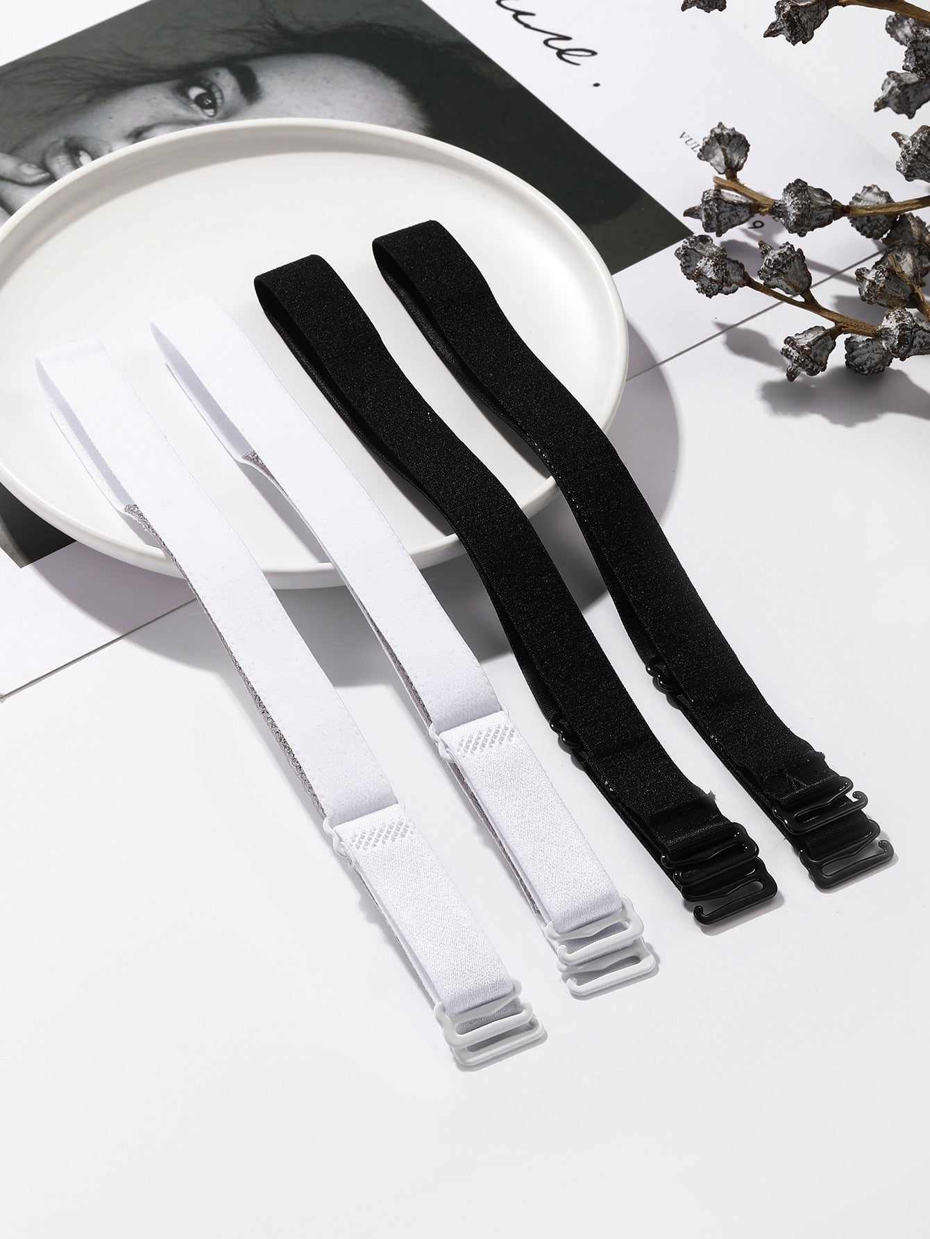 2pairs Rhinestone Letter Bra Strap - Negative Apparel