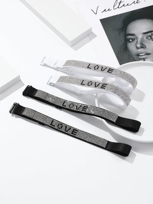 2pairs Rhinestone Letter Bra Strap - Negative Apparel