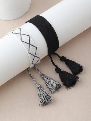 2pcs Rhombus Pattern Braided Bracelet - Negative Apparel