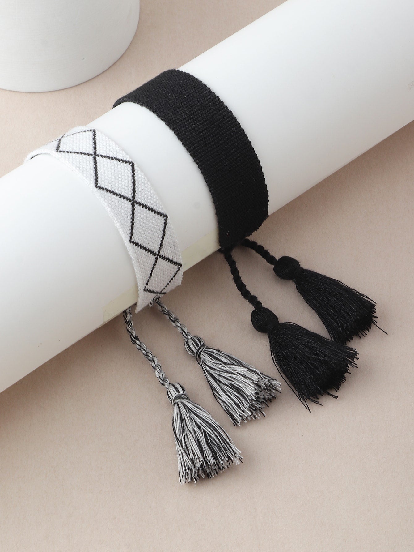 2pcs Rhombus Pattern Braided Bracelet - Negative Apparel