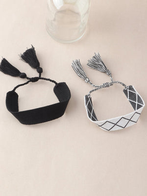 2pcs Rhombus Pattern Braided Bracelet - Negative Apparel