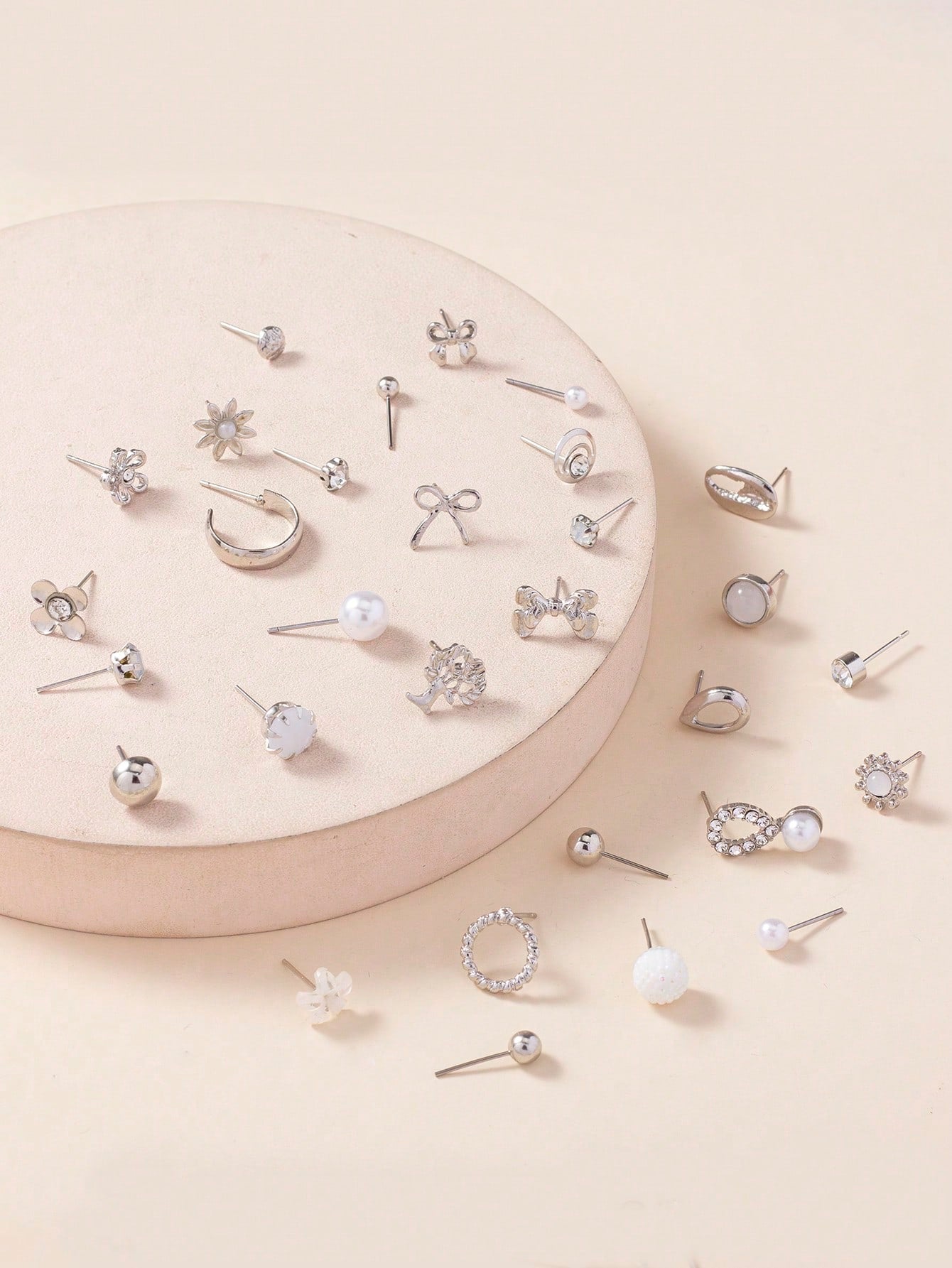 30pairs/set Women's Delicate Metallic Conch Shell, Faux Pearl & Heart Shaped Earrings Gift Set - Negative Apparel