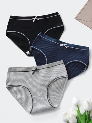 3pack Rib Contrast Binding Panty Set - Negative Apparel