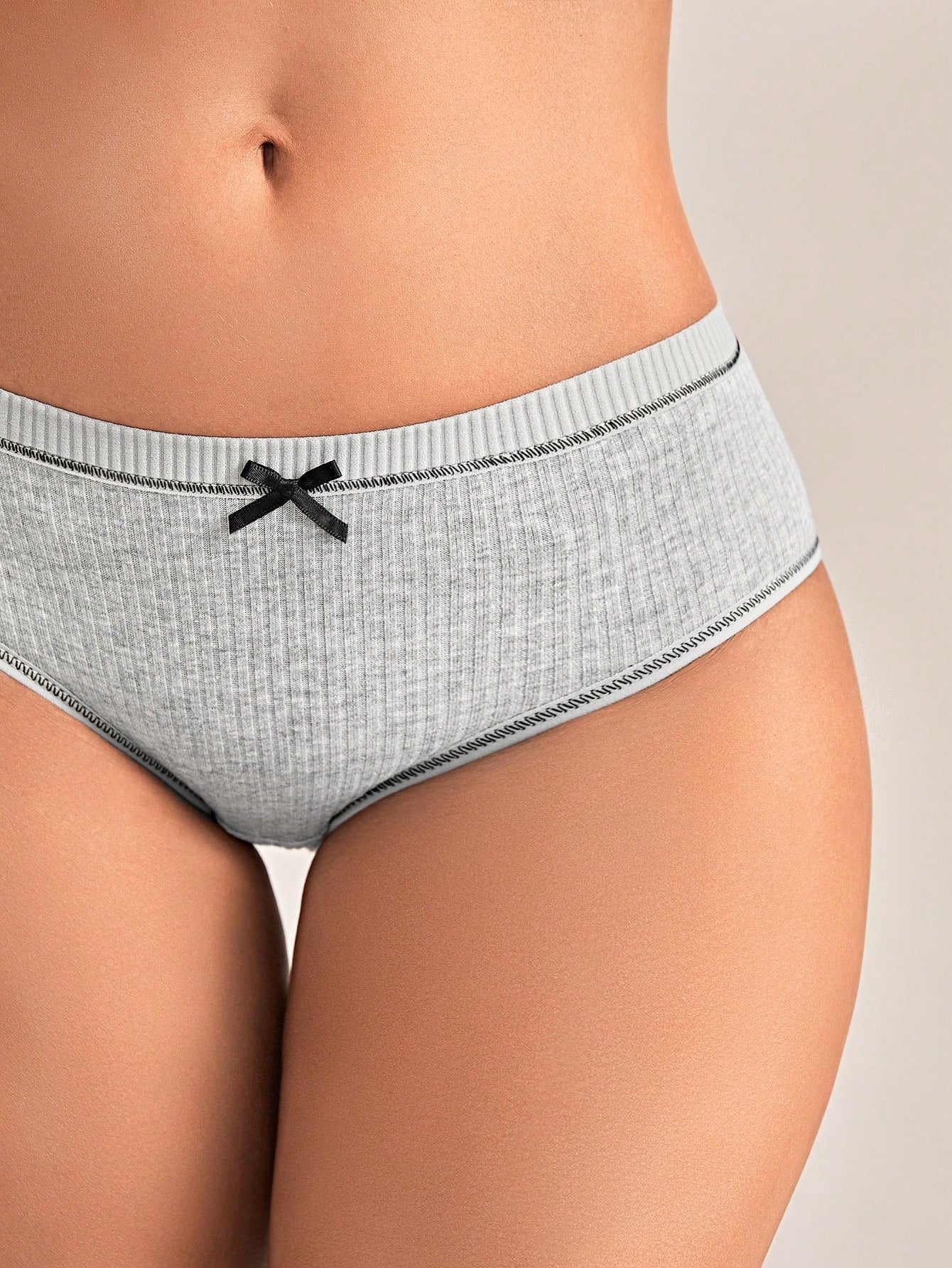 3pack Rib Contrast Binding Panty Set - Negative Apparel