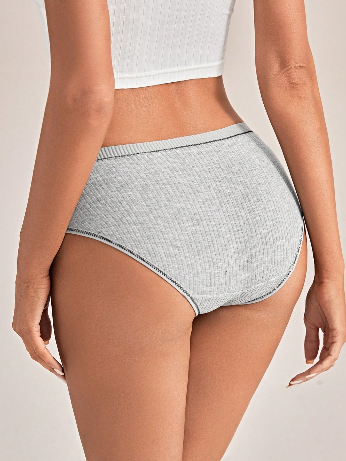 3pack Rib Contrast Binding Panty Set - Negative Apparel