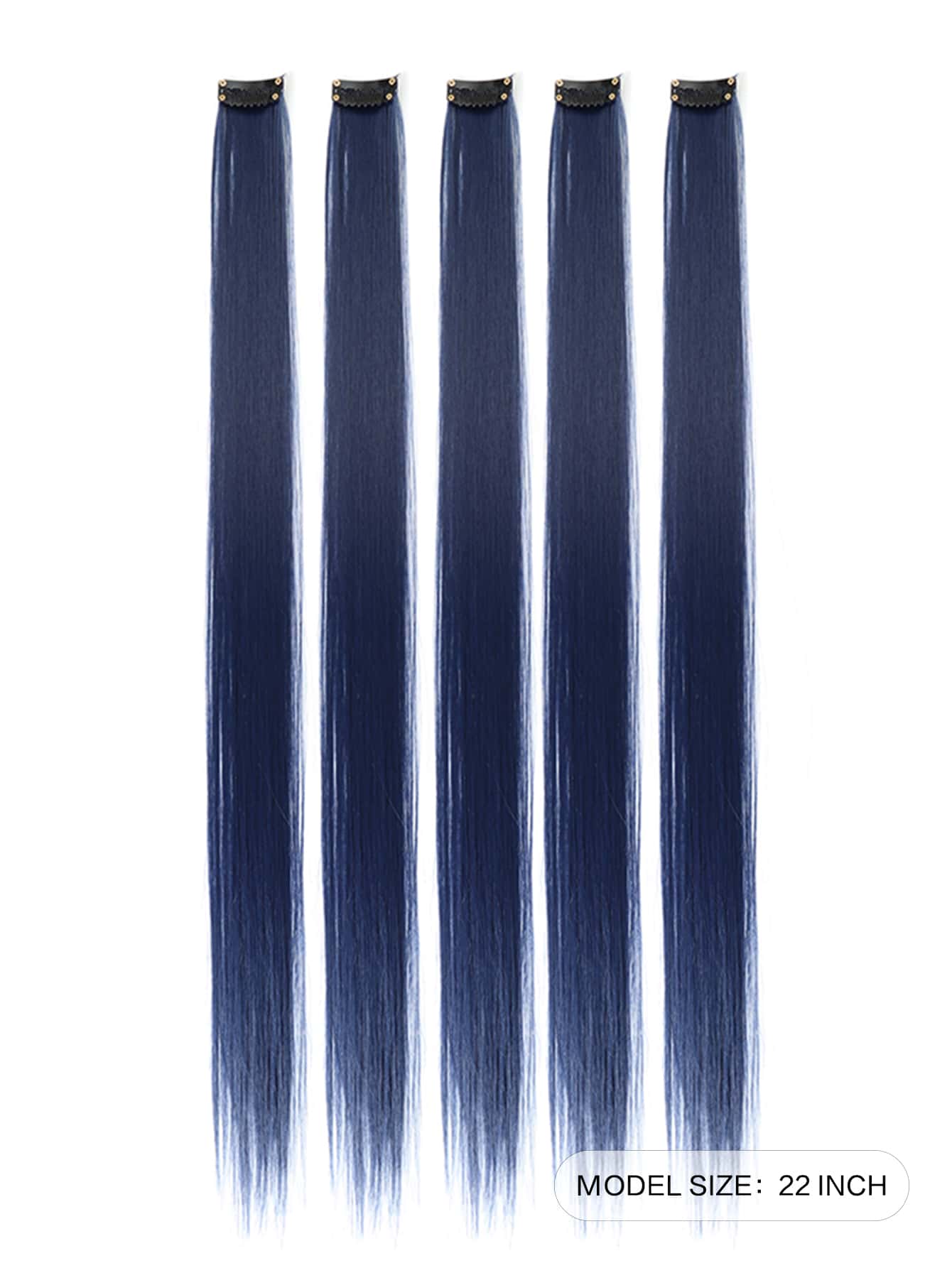 5pcs Clip In Long Straight Synthetic Hairpiece Rainbow Colored Hair Extensions Clip In Hair Accessories Straight Hair Extensions Party Highlights For Women - Negative Apparel