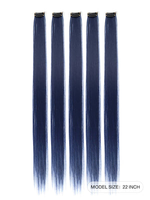 5pcs Clip In Long Straight Synthetic Hairpiece Rainbow Colored Hair Extensions Clip In Hair Accessories Straight Hair Extensions Party Highlights For Women - Negative Apparel