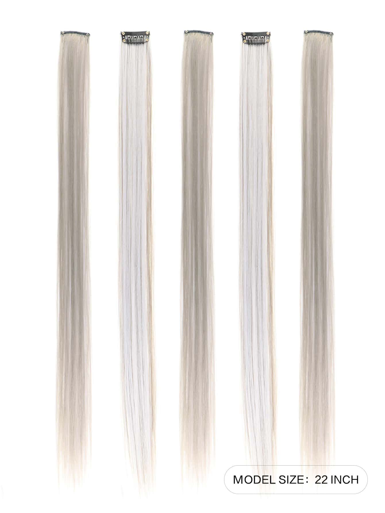 5pcs Clip In Long Straight Synthetic Hairpiece Rainbow Colored Hair Extensions Clip In Hair Accessories Straight Hair Extensions Party Highlights For Women - Negative Apparel