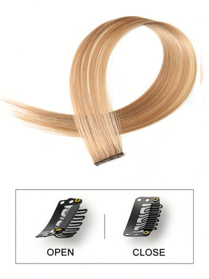 5pcs Clip In Long Straight Synthetic Hairpiece Rainbow Colored Hair Extensions Clip In Hair Accessories Straight Hair Extensions Party Highlights For Women - Negative Apparel