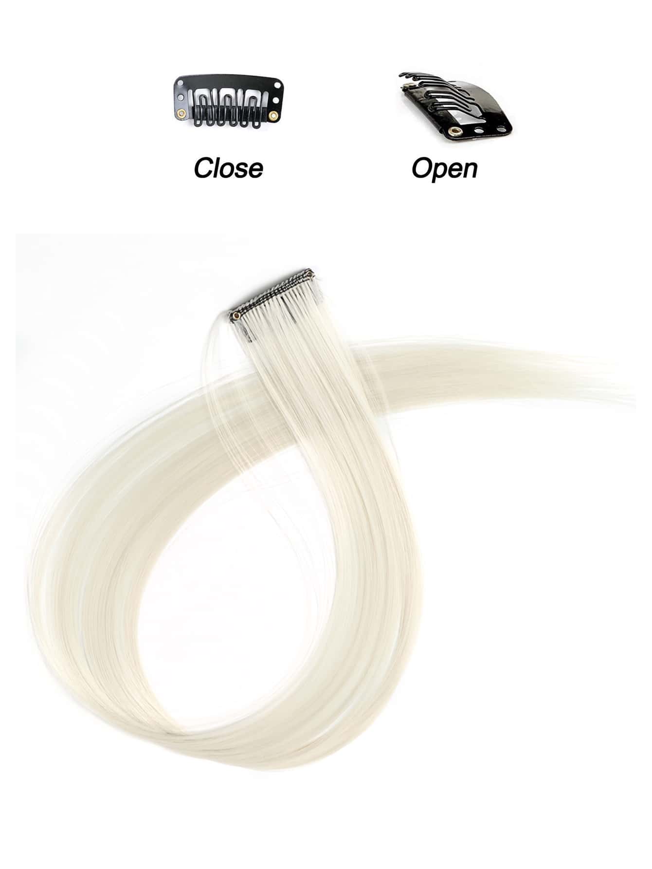 5pcs Clip In Long Straight Synthetic Hairpiece Rainbow Colored Hair Extensions Clip In Hair Accessories Straight Hair Extensions Party Highlights For Women - Negative Apparel