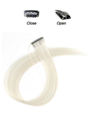 5pcs Clip In Long Straight Synthetic Hairpiece Rainbow Colored Hair Extensions Clip In Hair Accessories Straight Hair Extensions Party Highlights For Women - Negative Apparel