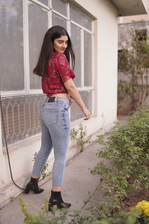 Babes Slim Fit Ankle Ribbed Jeans - Negative Apparel