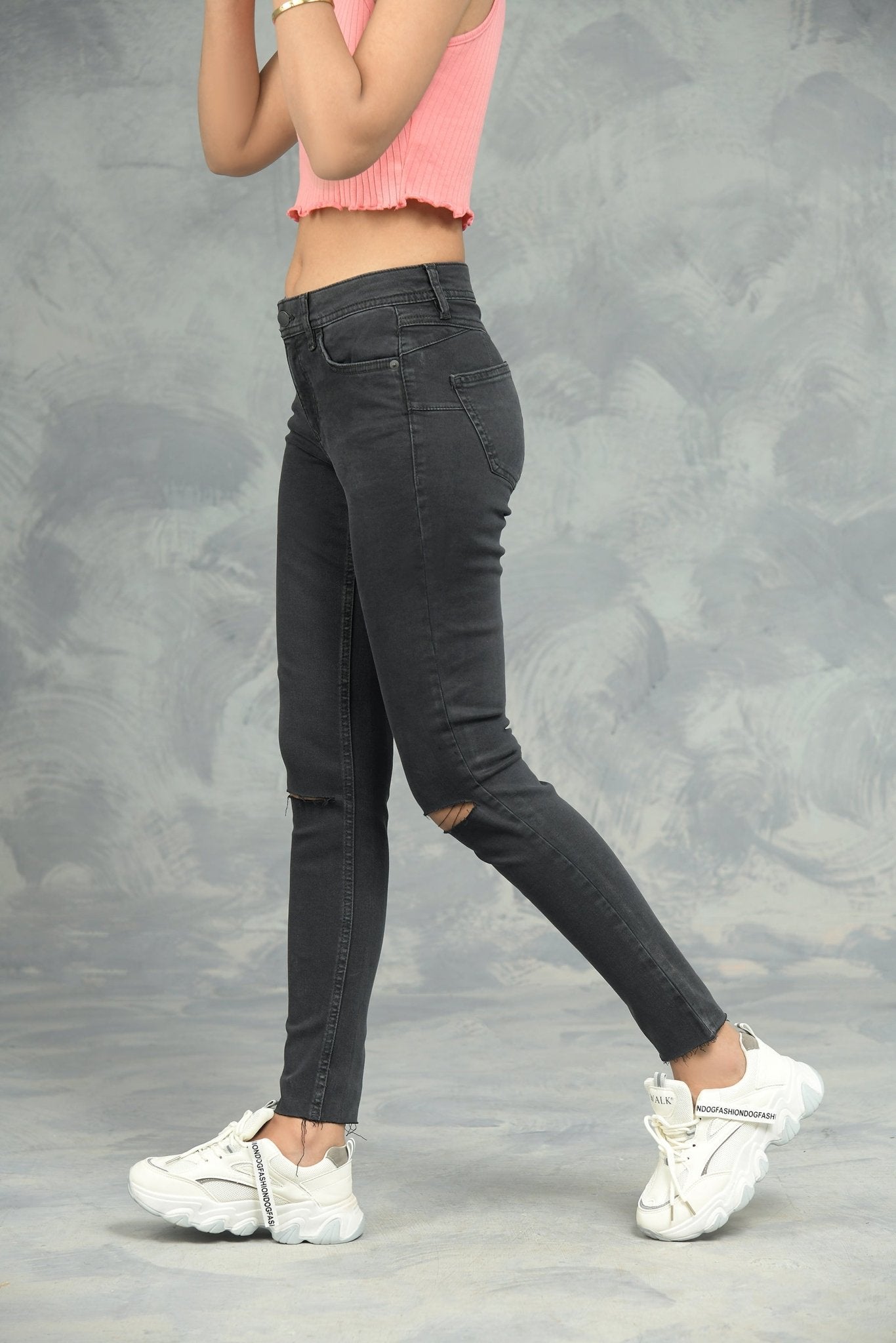 Black Slim Fit Ripped Jeans - Negative Apparel