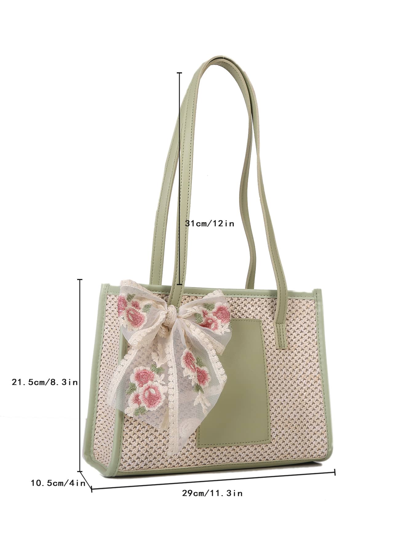 Bow Decor Straw Bag - Negative Apparel
