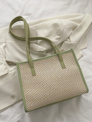 Bow Decor Straw Bag - Negative Apparel