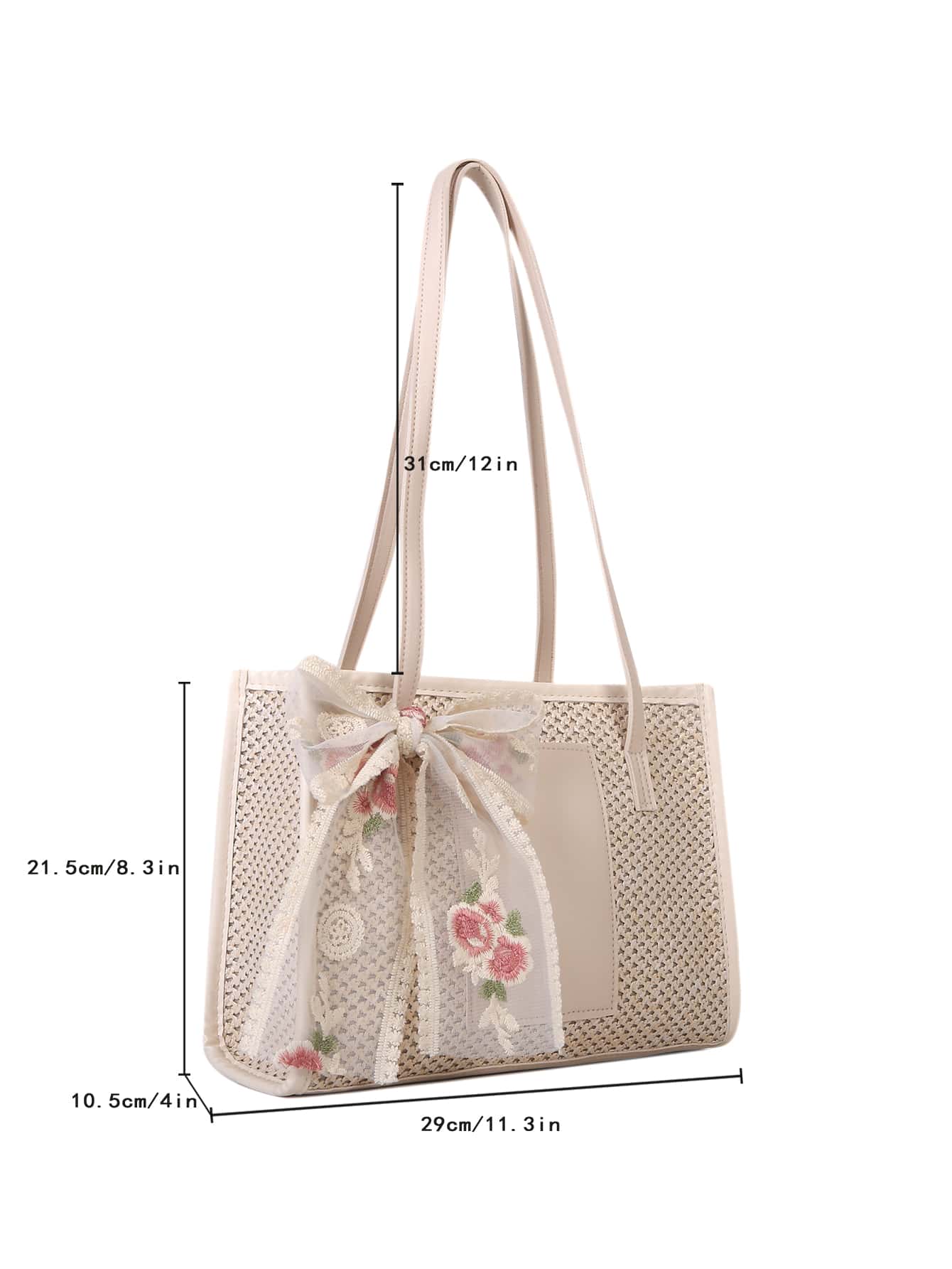 Bow Decor Straw Bag - Negative Apparel