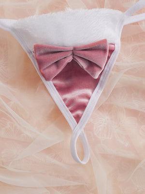 Bow Front Thong Lingerie Set & Rabbit Ear - Negative Apparel