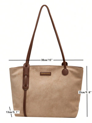 Casual Fashionable And Minimalist Large Capacity Zipper Closure Tote Bag - Negative Apparel