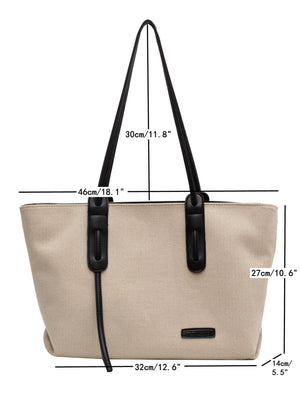 Casual Fashionable And Minimalist Large Capacity Zipper Closure Tote Bag - Negative Apparel