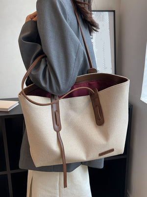 Casual Fashionable And Minimalist Large Capacity Zipper Closure Tote Bag - Negative Apparel