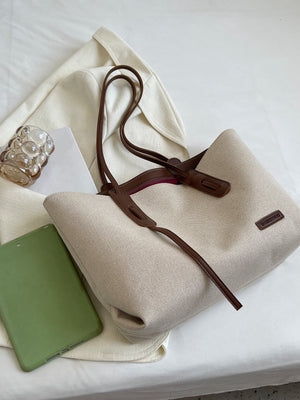 Casual Fashionable And Minimalist Large Capacity Zipper Closure Tote Bag - Negative Apparel