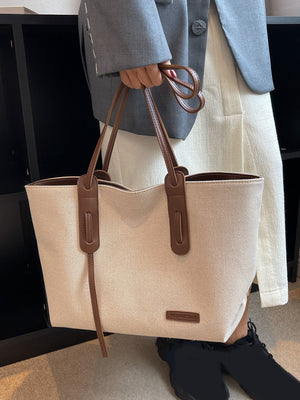 Casual Fashionable And Minimalist Large Capacity Zipper Closure Tote Bag - Negative Apparel