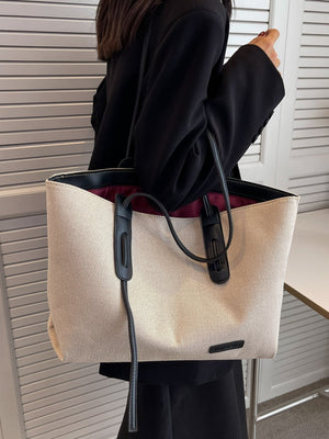 Casual Fashionable And Minimalist Large Capacity Zipper Closure Tote Bag - Negative Apparel