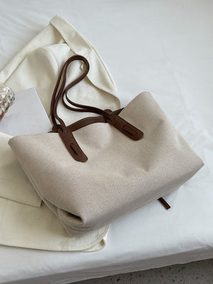 Casual Fashionable And Minimalist Large Capacity Zipper Closure Tote Bag - Negative Apparel