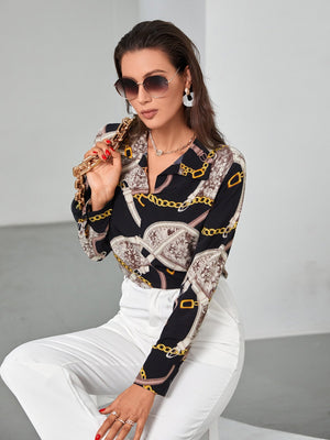 Chain & Snakeskin Print Blouse - Negative Apparel