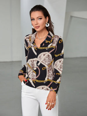 Chain & Snakeskin Print Blouse - Negative Apparel