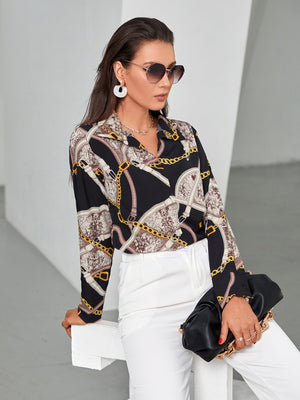 Chain & Snakeskin Print Blouse - Negative Apparel
