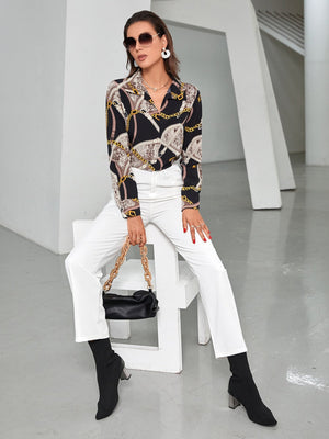 Chain & Snakeskin Print Blouse - Negative Apparel