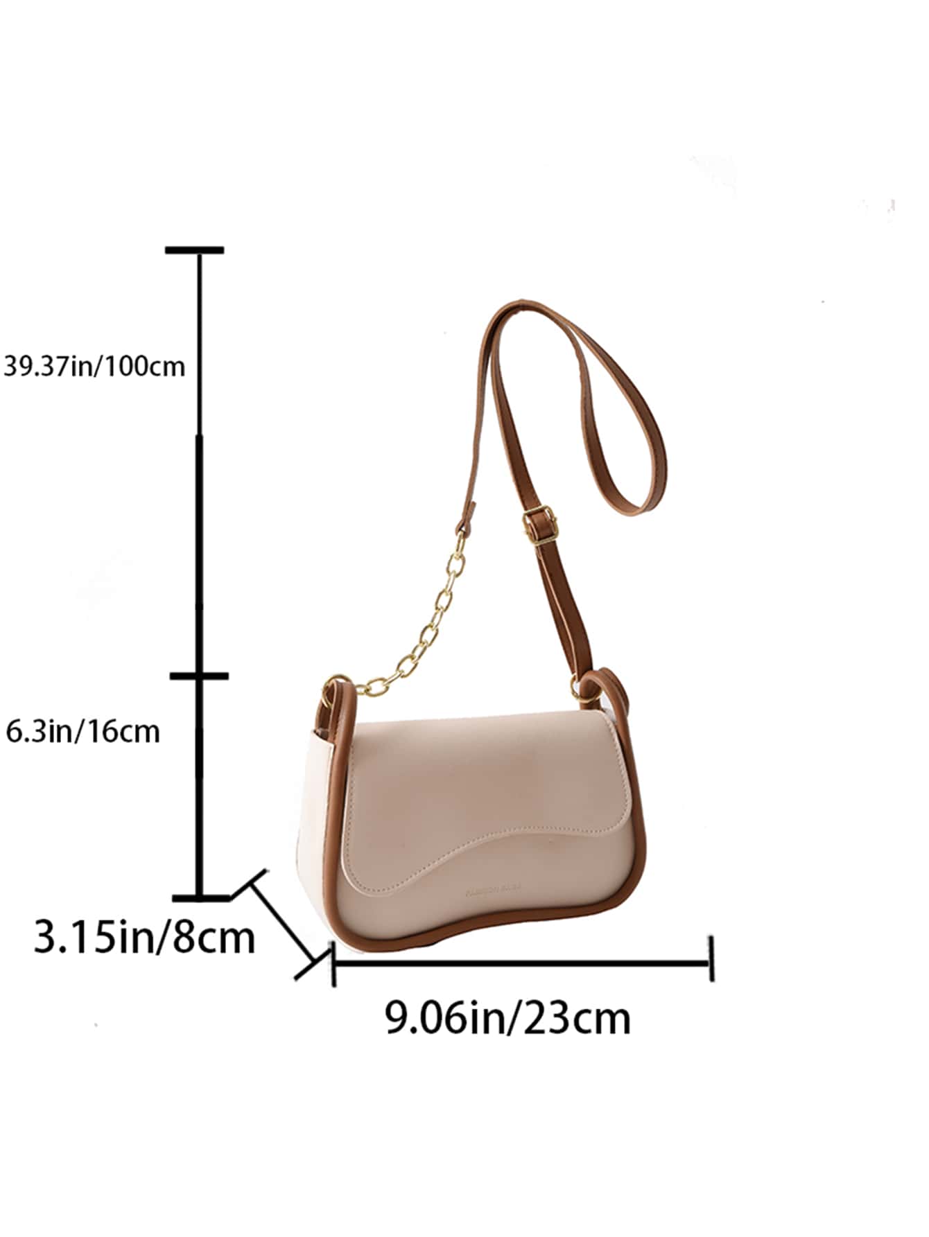 Chain Strap Solid Color Shoulder Bag With Texture - Negative Apparel