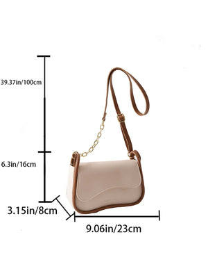 Chain Strap Solid Color Shoulder Bag With Texture - Negative Apparel