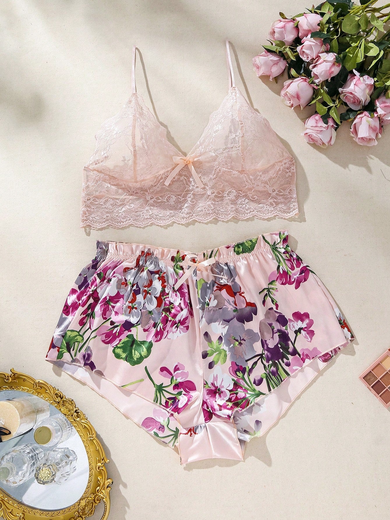 Floral Lace Lingerie Shorts