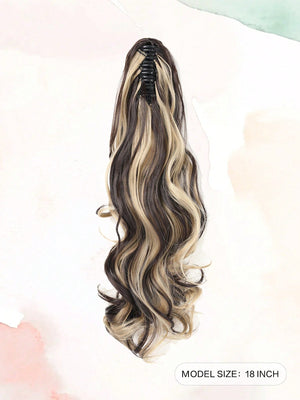 Claw Clip Ponytail Extension Curly Wavy Clip in Long Ponytails Hair Extensions Synthetic Hairpiece for Women - Negative Apparel