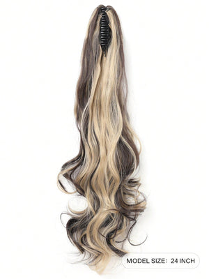 Claw Clip Ponytail Extension Curly Wavy Clip in Long Ponytails Hair Extensions Synthetic Hairpiece for Women - Negative Apparel